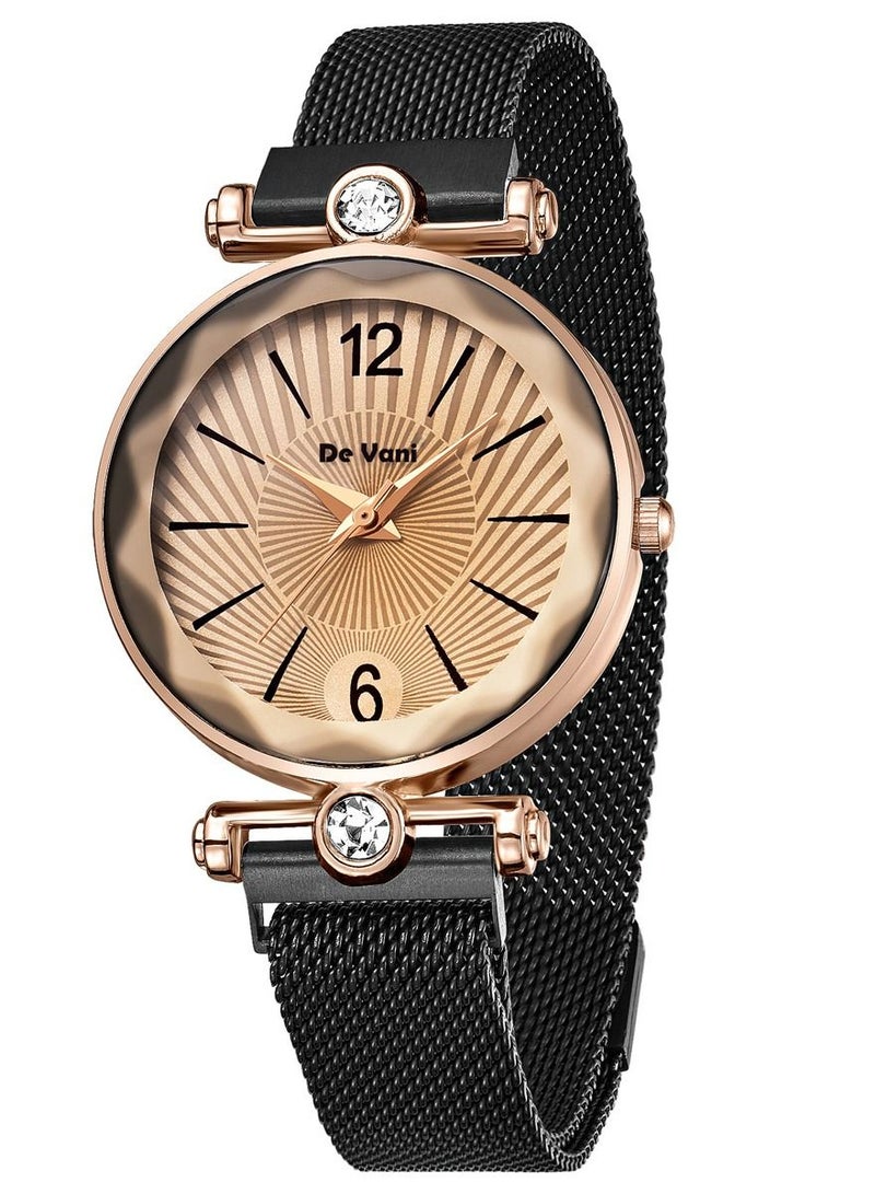 دي فاني ساعة يد للنساء من دي فاني شريط الساعة بمقبض مغناطيسي - Image 1