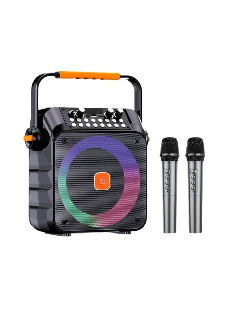 Karaoke Machine, Compact And Portable Music Player, Lightweight Durable Speaker With Microphone, Karaoke Entertainment System For Kids And Adults, (1pc Speaker With Double Microphone)  - Image 1