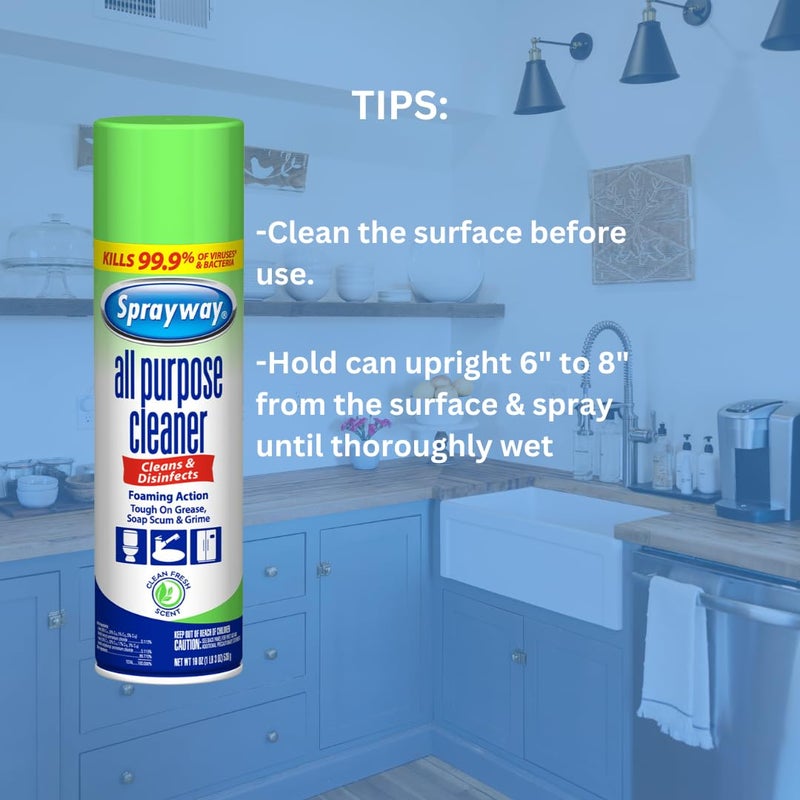 Sprayway All Purpose Disinfectant Cleaner, Foaming Action, 19 Ounce - Image 5