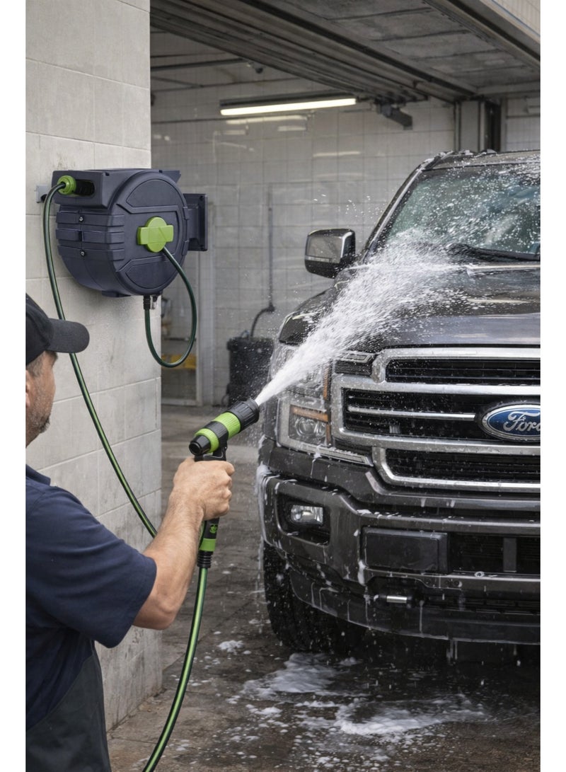 Divo Automatic Wall-Mounted Retractable Garden Hose Reel 25M — Any-Length Lock + Auto Rewind — 180° Swivel — Heavy-Duty UV & Weather Resistant Case — Model DIVO – Brand DVO714-3 - Image 2