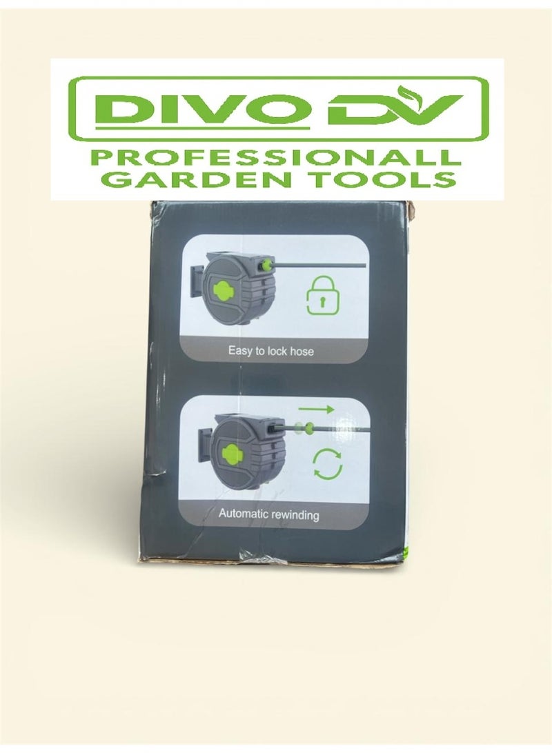 Divo Automatic Wall-Mounted Retractable Garden Hose Reel 25M — Any-Length Lock + Auto Rewind — 180° Swivel — Heavy-Duty UV & Weather Resistant Case — Model DIVO – Brand DVO714-3 - Image 5