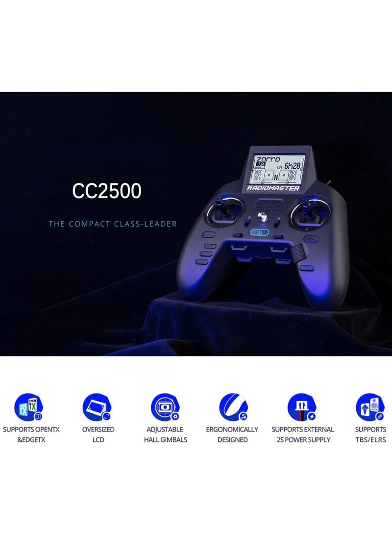 RADIOMASTER CC2500 Hall Handle Remote Control 2.4GHz 16CH JP4in1/ ELRS TX High Frequency Configurations Transmitter Mode2 for FPV Drones (Zorro CC2500 Version) - Image 2