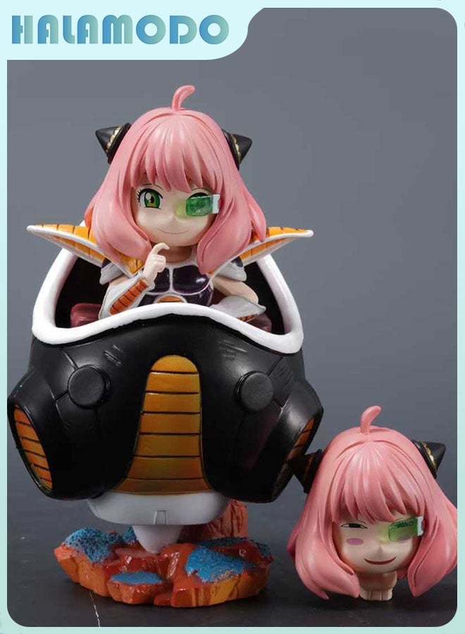 هالامودو Spy x Family Anya و Frieza شخصية قابلة للتبديل ذات رأس مزدوج ، نموذج أنيمي رائع مع تبادل رأس غريب ، زينة مكتب وهدية عيد ميلاد 15.5 سم - Image 1