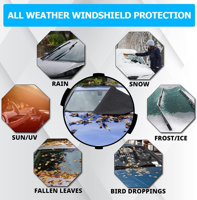 JNNJ Waterproof Foldable Car Windscreen Cover for Frost and Snow Protection (100 x 147 cm) - Image 5