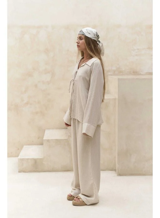 Bohemai  Bali Beaded Natural Muslin Set for Women | Best Price UAE