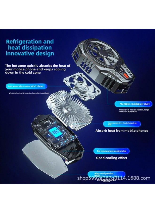 Generic Mobile Phone Radiator Semiconductor X116 Ice Porcelain Refrigeration Mobile Phone Cooling Adjustable Digital Display Game Live Back Clip Type-Color:3-level Adjustment Without Digital Display  - Image 5