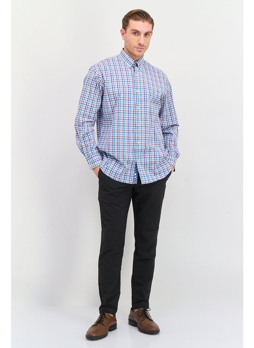 Tailorbyrd Men Regular Fit Gingham Pattern Casual Shirts, Blue  - Image 4