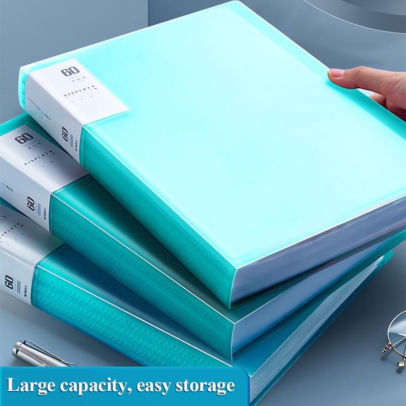 M.G 60 Pocket Binder with Plastic Sleeves 9.2x12, A4 Portfolio Folder with Clear Sheet Protectors, Art Presentation Book, Display 120 Pages, Document Paper Organizer for Artwork, Office(Green) - Image 1