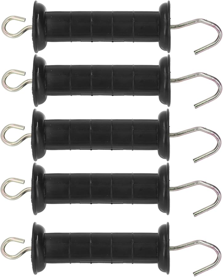 5 Pack Insulated Electric Fence Handles with Metal Hooks for Pasture Livestock Protection - Image 1