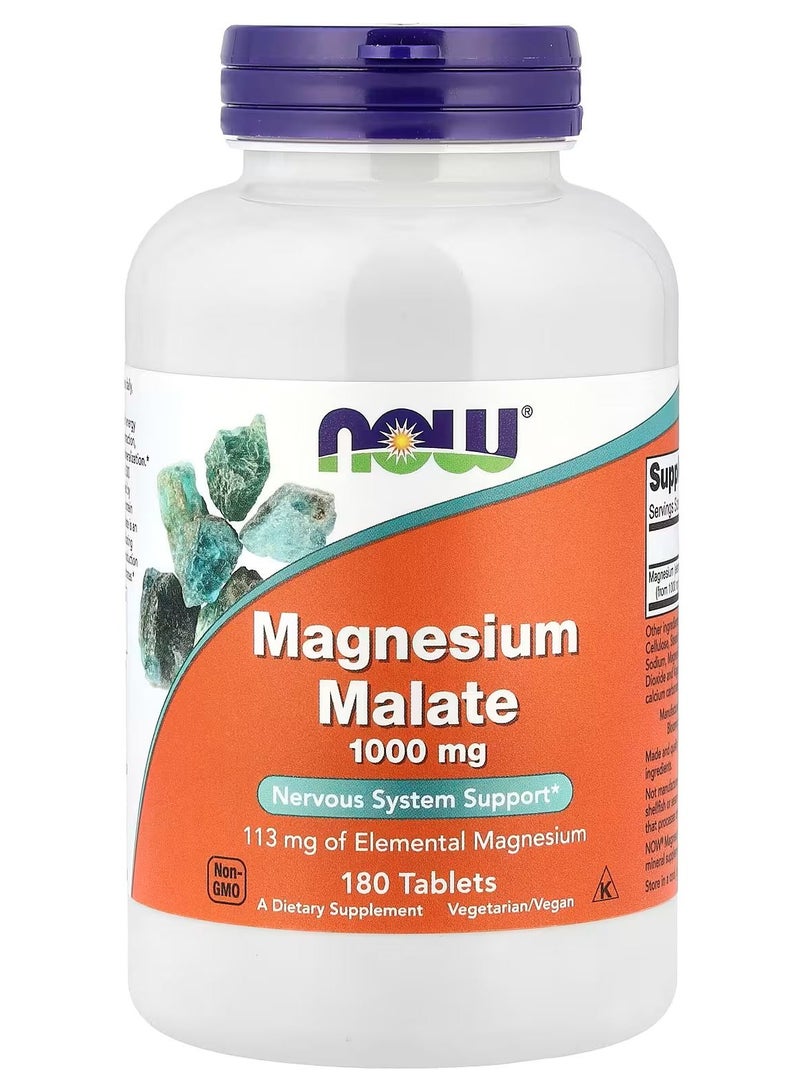 now Now Foods Magnesium Malate, 1000Mg 180 Tablets - Image 1