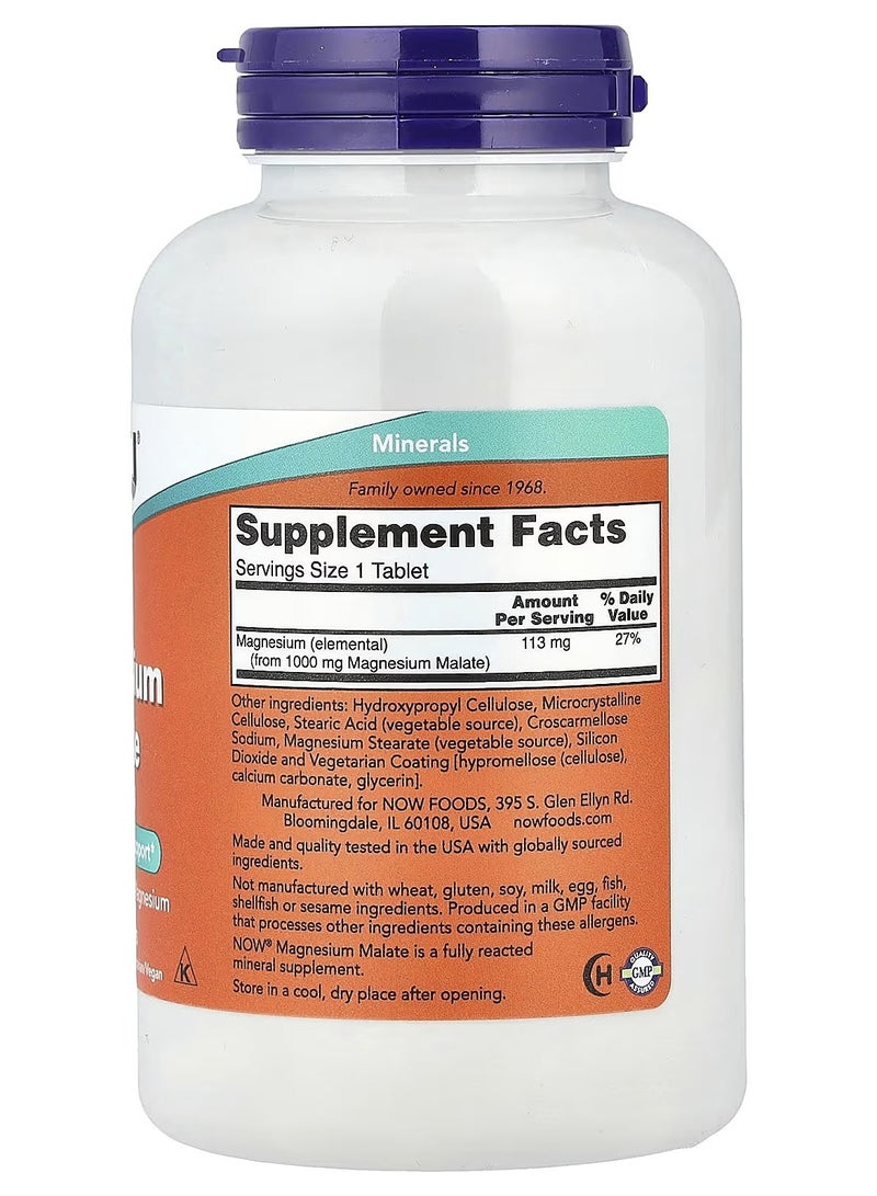 now Now Foods Magnesium Malate, 1000Mg 180 Tablets - Image 2