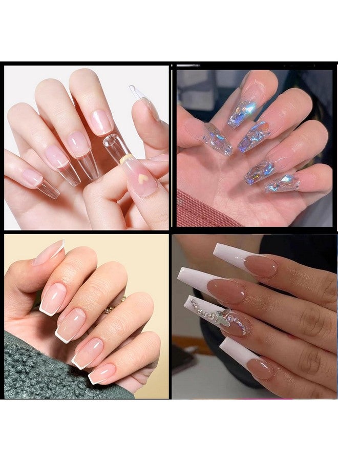 لوكوس طقم جل غراء أطراف الأظافر، طقم جل أكريليك X للأظافر مع جل غراء الأظافر، أحجار الراين للأظافر، جل الطبقة الأساسية والعلوية، طقم أطراف أظافر نعش مكون من 100 قطعة، طقم تمديد الأظافر لعمل مانيكير الأظافر بنفسك - Image 2