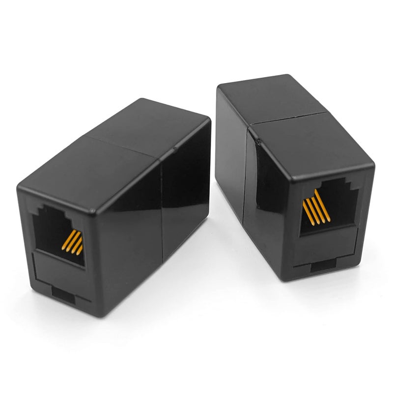 NECABLES 2Pack RJ11 Coupler Phone Line Connector Telephone Cord Adapter RJ11 6P4C Female to Female for Landline Phone and Fax Black - Image 4