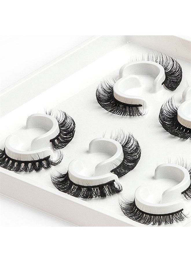 royaomis - 3d Fluffy Russian Strip Lashes, D Curl Lash Strips, Natural False Lashes Mink, Fluffy Eyelashes Mink, Natural Wispies Mink Eyelashes, Wispy Fake Lashes, Faux Mink Eyelashes Natural Look(6 Pairs) - Image 1