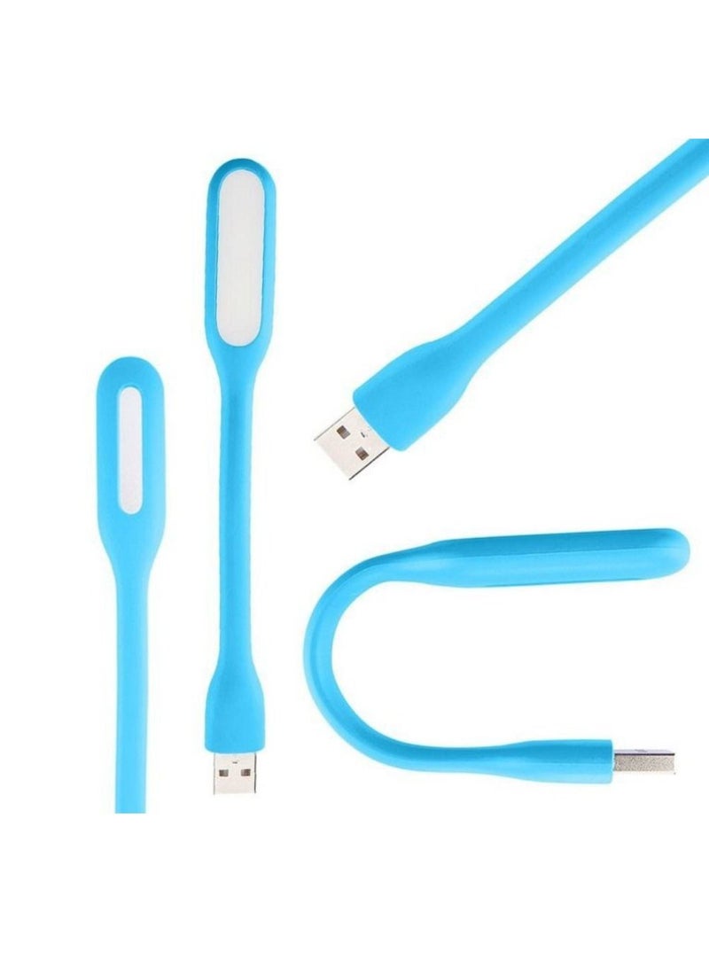مصباح LED USB مرن خفيف لأجهزة الكمبيوتر المحمولة والقراءة الليلية أزرق فاتح صغير 