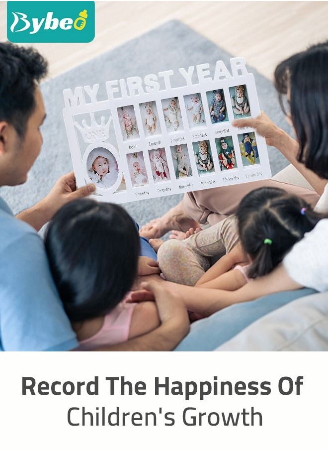 Bybeo - First Year Newborn Keepsake Frame 12 Months Milestone Photo Frames Baby Shower And Album Gifts - Image 1
