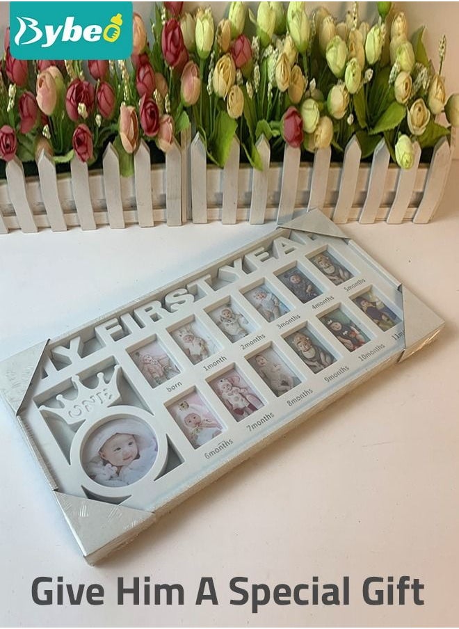 Bybeo - First Year Newborn Keepsake Frame 12 Months Milestone Photo Frames Baby Shower And Album Gifts - Image 1