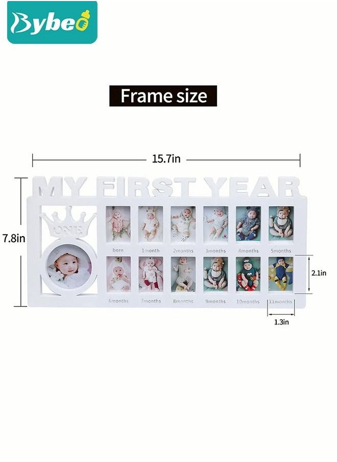 Bybeo - First Year Newborn Keepsake Frame 12 Months Milestone Photo Frames Baby Shower And Album Gifts - Image 1