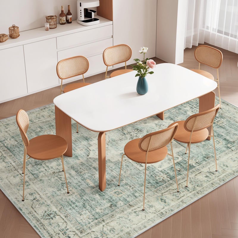 LIVEBOX Washable Area Rug 5x7 Rugs for Living Room Bedroom, Non-Slip Boho Indoor Carpet for Dining Room Office, Low-Pile Farmhouse Soft Carpets for Kids Nursery Playroom, Sage Green - Image 2