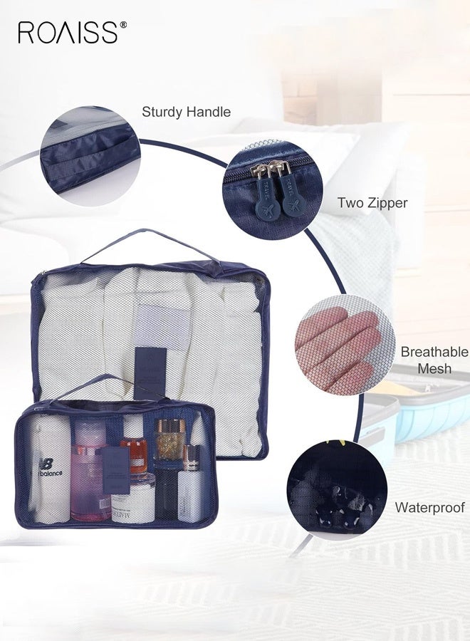 roaiss 6 Piece Oxford Cloth Travel Bag Set Durable Fabric Smooth Zipper Closure Includes Multiple Sizes for Organized Storage of Underwear Bras Shoes and Other Travel Essentials Lightweight and Water Resistant for Easy Travel Organization Navy Blue - Image 4