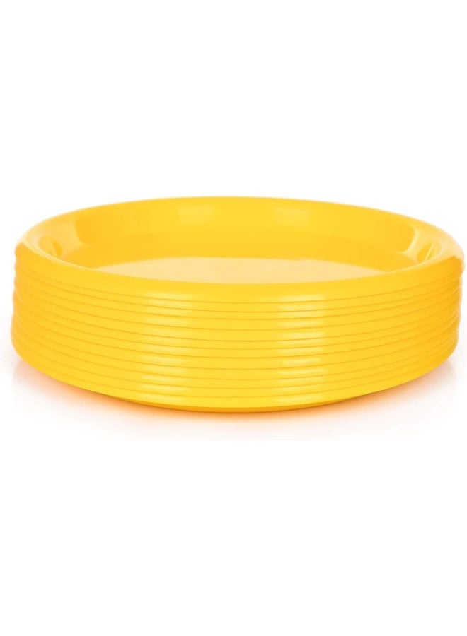 أطباق بلاستيكية قابلة لإعادة الاستخدام من مينترا هوم (صفراء، كبيرة 12 حبة (8.5 بوصة)) - Image 1