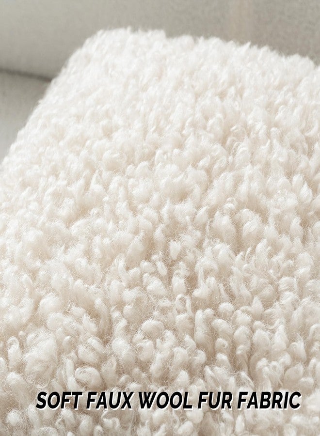 FUTEI Beige Decorative Throw Pillow Covers 18x18 Inch Set of 2,Soft Fluffy Faux Wool Fur Boucle Textured Cushion Case,Modern Home Decor for Couch Bed Living Room Office - Image 2