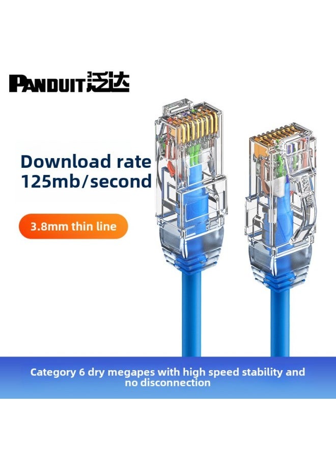 Generic Fanda Panduit Class 6 Fine Network Cable Unshielded Finished Jumper Home Router Computer Broadband Gigabit-Color:Classic Blue-Line Length:1m  - Image 1