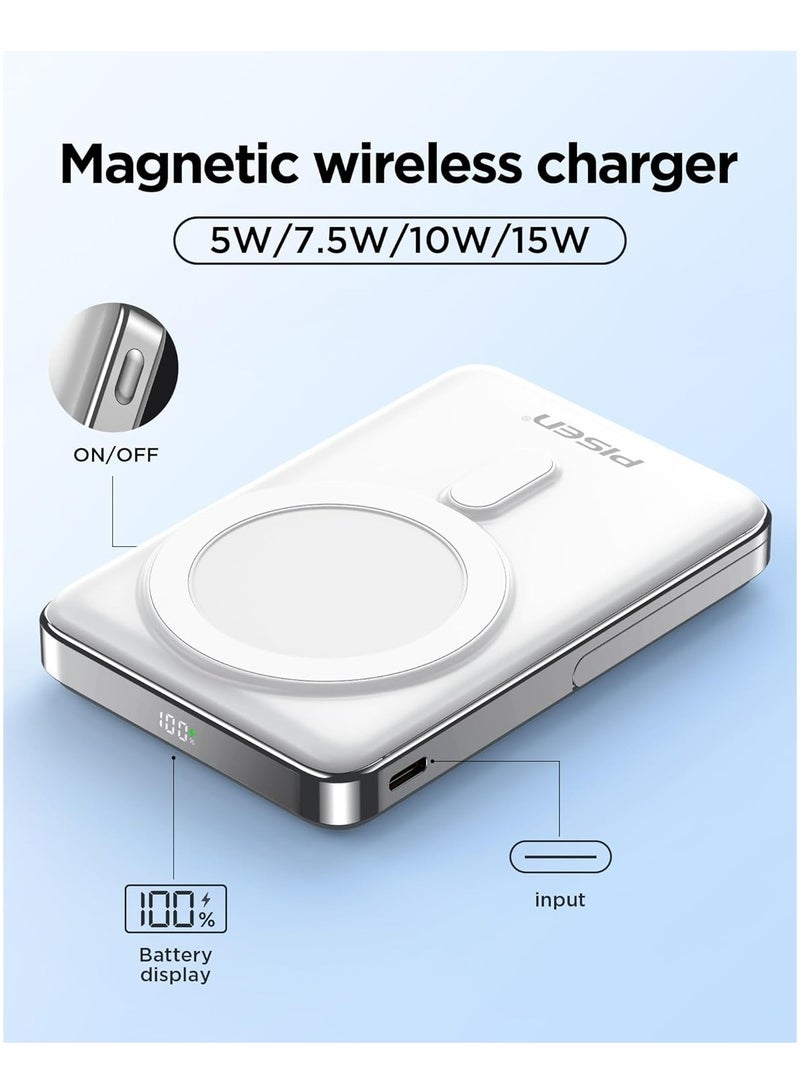 Mag-Safe Portable Power Bank - 10000mAh Wireless Foldable Charger, 30W PD Fast Charging Magnetic Battery Pack with Stand and LED Display, for iPhone 16/15/14/13/12 Pro/Pro Max/Plus/Mini Series