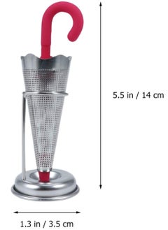 SYOSI Loose Tea Infuser Stainless Steel Creative Umbrella Tea Ball Infuser Reusable Leaf Filter Tea Strainer Ball Kitchen Making Tea Tool Spice Strainer ​Infuser Seasoning Ball Tea Interval Diffuse, Red  - Image 4