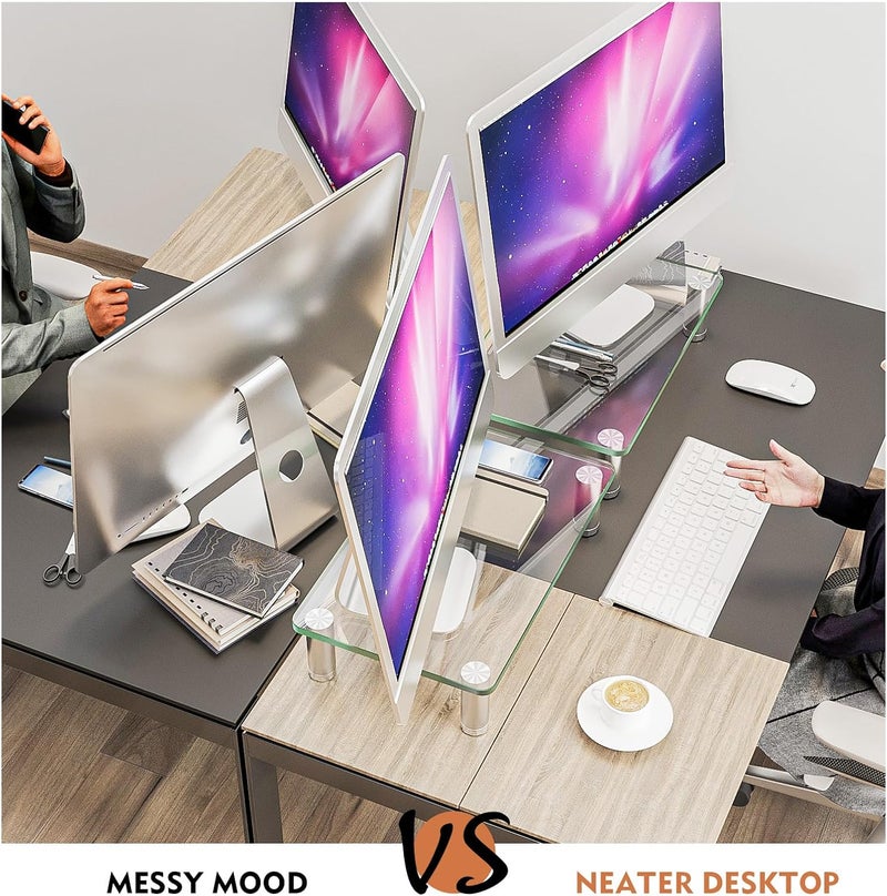 Hemudu 2 Pack Computer Monitor Stand Riser with Height Adjustable Multi Media Desktop Stand for Computers, Laptops & TVs - Image 4
