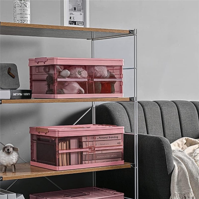 1pcs Foldable Plastic Storage Box With Lid, Upgrade Multifunction Transparent Collapsible Storage Bins, Stackable Clear Latch Storage Box with Handle - Image 5