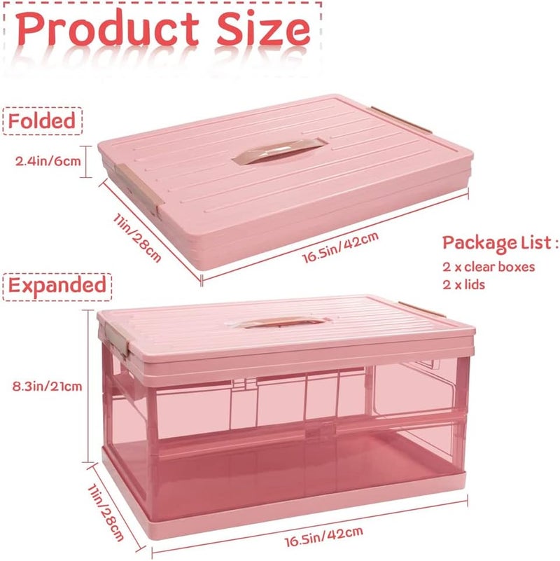 1pcs Foldable Plastic Storage Box With Lid, Upgrade Multifunction Transparent Collapsible Storage Bins, Stackable Clear Latch Storage Box with Handle - Image 2