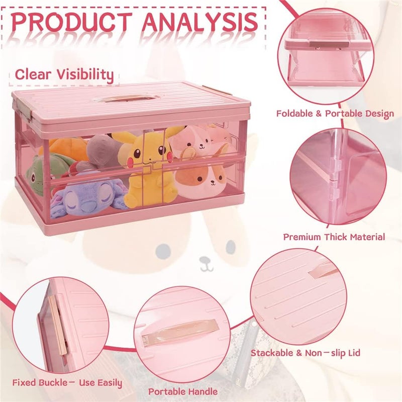 1pcs Foldable Plastic Storage Box With Lid, Upgrade Multifunction Transparent Collapsible Storage Bins, Stackable Clear Latch Storage Box with Handle - Image 3