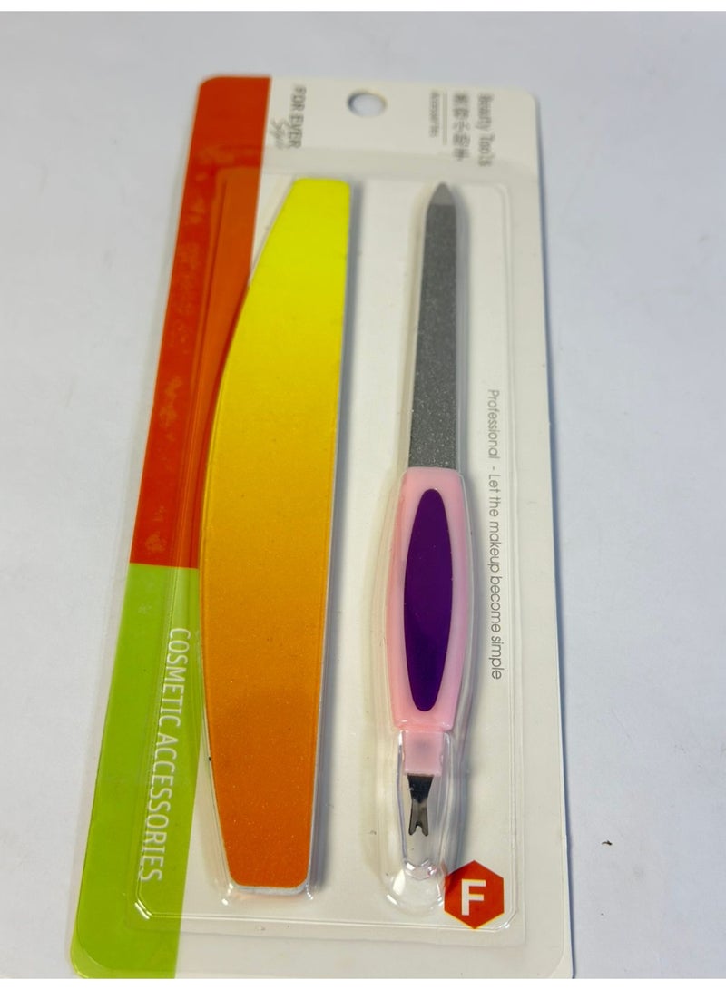 مبرد أظافر مزدوج الجوانب 2 في 1، أداة صقل، مزيل بشرة، أداة تشذيب، أداة صنفرة وتلميع + مبرد أظافر احترافي مع صنفرة مزدوجة الجوانب - للأظافر الصناعية قطعتين - Image 4