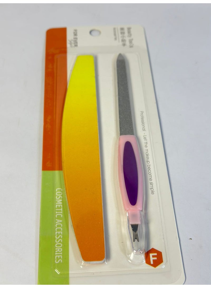 مبرد أظافر مزدوج الجوانب 2 في 1، أداة صقل، مزيل بشرة، أداة تشذيب، أداة صنفرة وتلميع + مبرد أظافر احترافي مع صنفرة مزدوجة الجوانب - للأظافر الصناعية قطعتين - Image 3