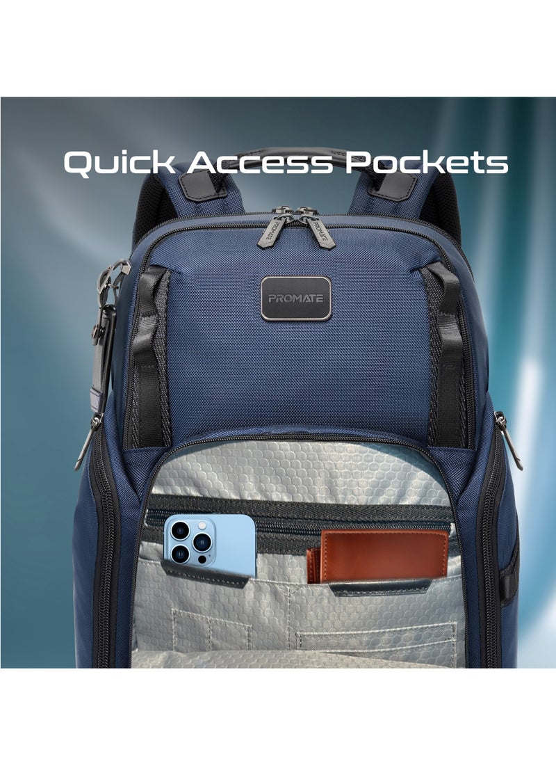 Promate 15.6-Inch Laptop Bag with Water-Resistant Design, SecureStorage Technology, Quick Access Pockets, Tag Tracker Pocket, Multiple Compartments, and Ergonomic Lightweight Build, Oracle-BP Blue Blue - Image 4