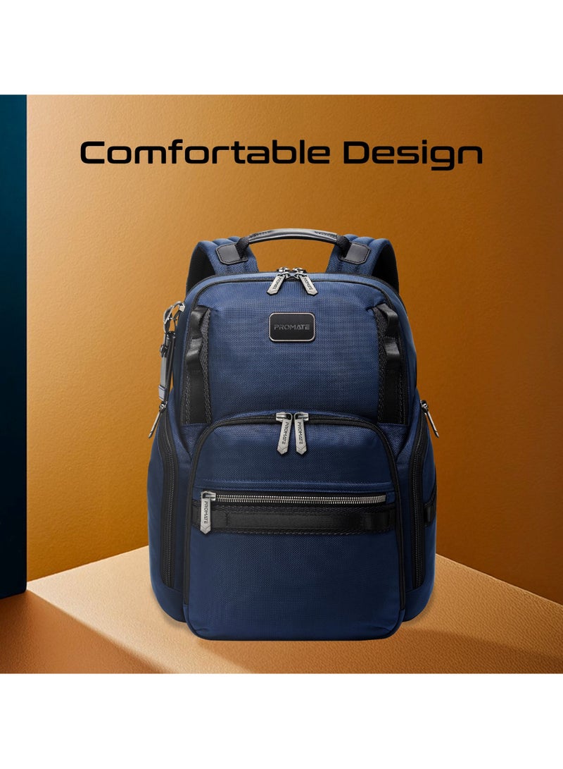 Promate 15.6-Inch Laptop Bag with Water-Resistant Design, SecureStorage Technology, Quick Access Pockets, Tag Tracker Pocket, Multiple Compartments, and Ergonomic Lightweight Build, Oracle-BP Blue Blue - Image 2