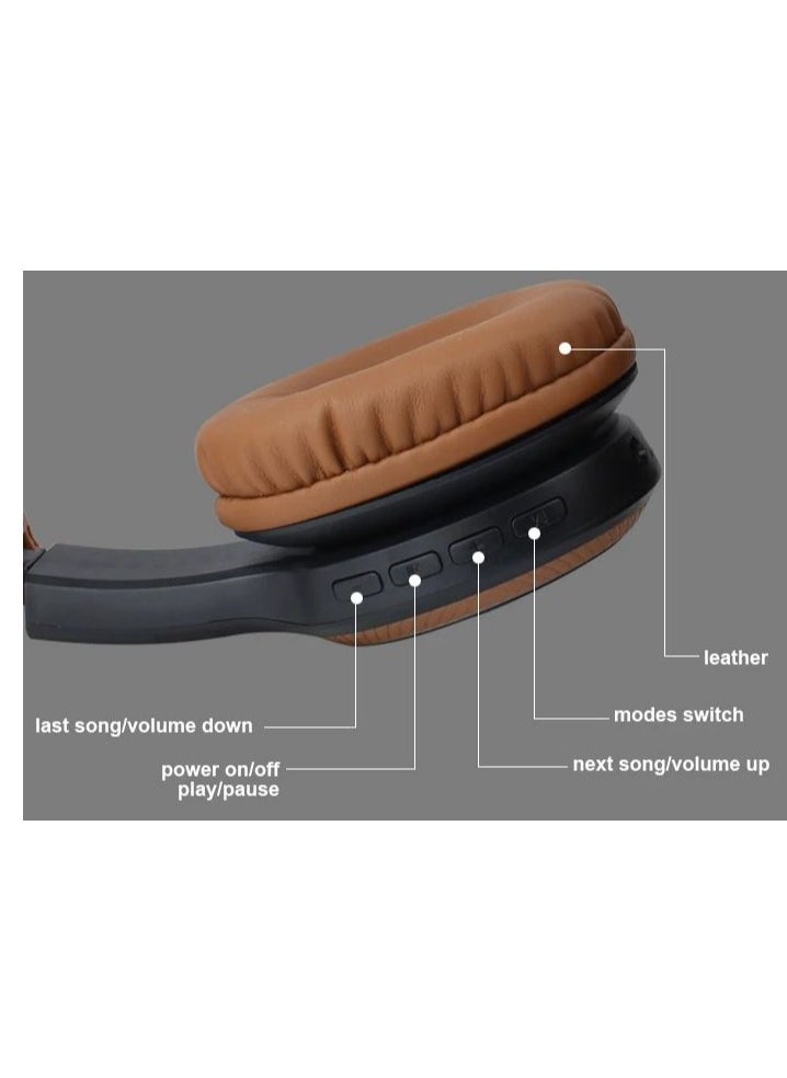 Kisonli - KISONLI A6 Bluetooth Earphones Sport Headsets Foldable Gaming Headphones With Microphone TF Card Outdoor Wireless Headphone Brown - Image 1