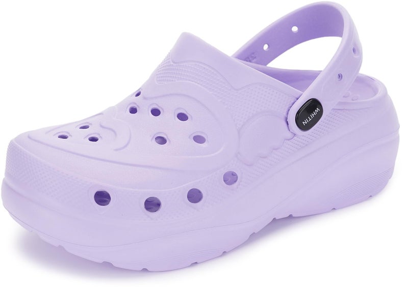 WHITIN Garden Clogs for Women Slip On Shoes Breathable Wedge Cushioned Thick Sole with Heel Strap Beach Zuecos para Mujer Slippers Size 9 Slip On Platform Mules Slides for Ladies Sandals Purple 40 - Image 1
