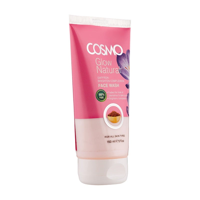 COSMO Glow Natural Saffron Brighten Complexion Face Wash 150ml, a Deep-pore Cleansing Wash to Clarify & Purify Skin, for All Skin Types