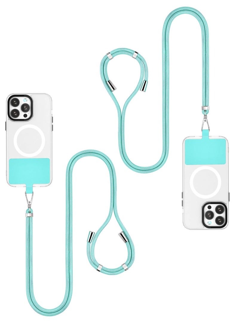 2Pack Phone Lanyard, Universal Crossbody Cell Phone Lanyards, Multifunctional Nylon Patch Adjustable Shoulder Neck Strap Compatible with Most Smartphones(Cyan)  - Image 1