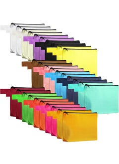 Saintrygo 30 Pieces Makeup Bags Travel Canvas Cosmetic Bags Bulk Multipurpose Small Makeup Pouch for Purse Portable Zipper Blank Toiletry Pouch Organizer DIY for Women, Assorted Colors(8.7 x 5 x 1.8 Inch) 