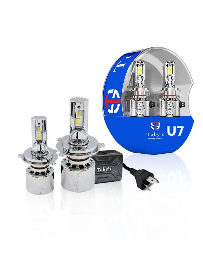 توبيز مصباح أمامي LED U7 من Toby's بقوة 60 وات/القطعة 120 وات/الزوج مع درجة حرارة لون 6500 كلفن للشعاع العالي والشعاع المنخفض - H4