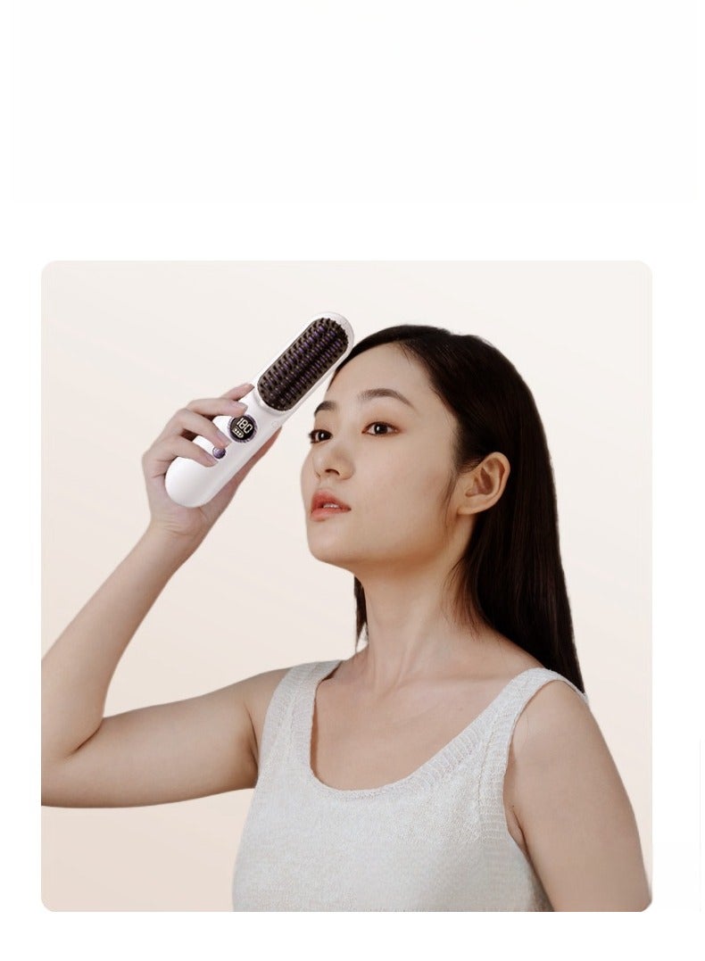 UBelle USB Rechargeable Electric Comb Curling Iron Negative Ion Straightener Wireless Portable Straightening Comb - Image 5