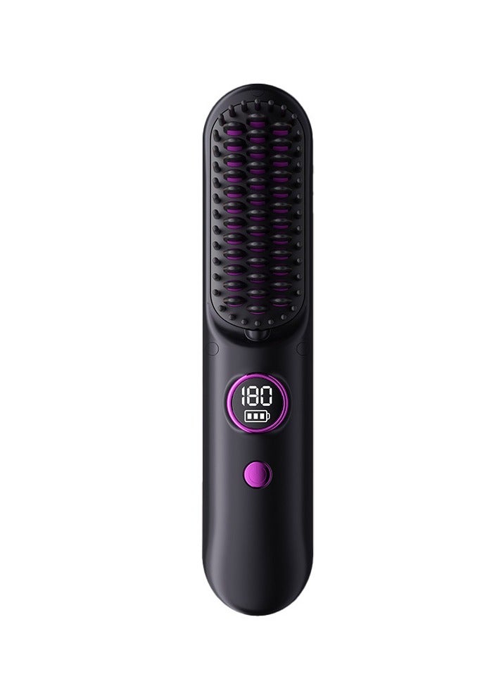 UBelle USB Rechargeable Electric Comb Curling Iron Negative Ion Straightener Wireless Portable Straightening Comb - Image 1