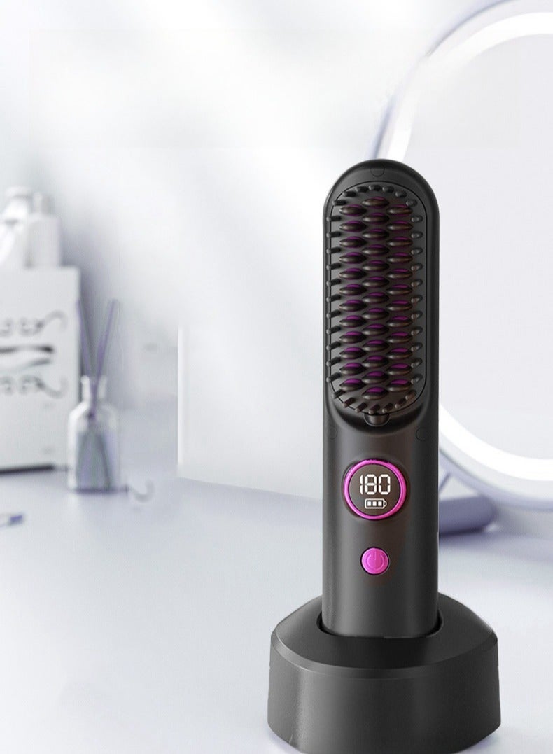 UBelle USB Rechargeable Electric Comb Curling Iron Negative Ion Straightener Wireless Portable Straightening Comb - Image 4