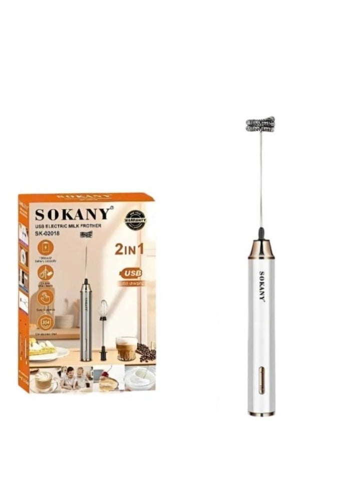 sokany 2 IN 1 USB Rechargeable Milk Frother & Egg Beater(sk-02018)  - Image 1