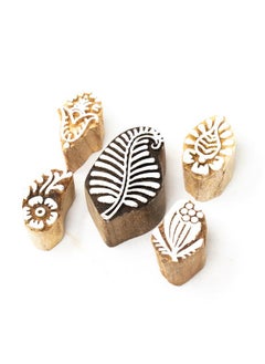 Wooden Stamp Block, Printing Stamp Design Set | Set Of 5 | Block For Printing Saree Border | Dresses, Craft Card Making, Scrapbook, Clay Pottery