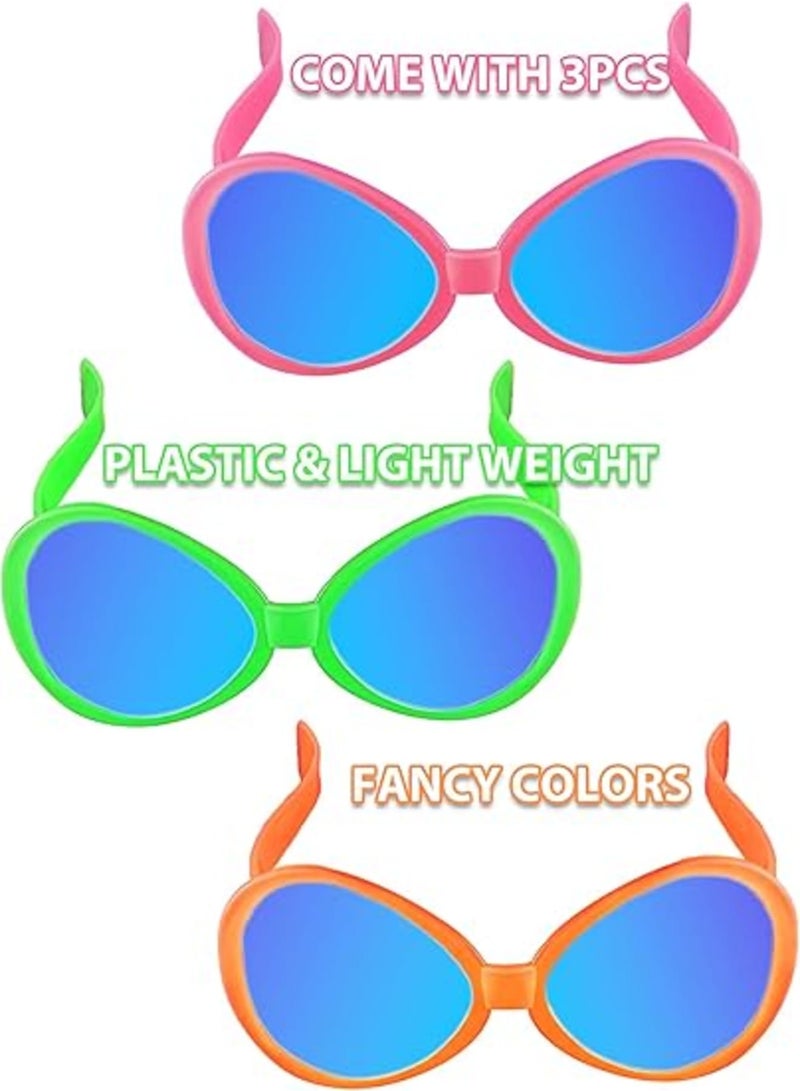 SOLARAE Jumbo Plastic Sunglasses, 3 Pairs Neon Colors Sunglasses, Funny Party Glasses, Swim Party Favors, Fit for Festival Costume Cosplay, Party Supplies Accessories, Summer Beach, Pink, Green, Orange - Image 4