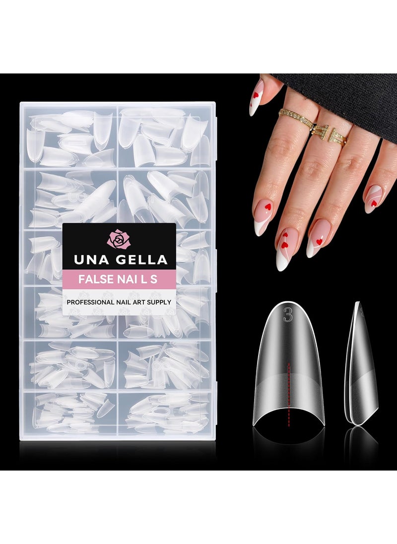 UNA GELLA UNA GELLA Medium Almond Gel Nail Tips 504pcs Full Matte Soft Gel Almond Shape Nail Tips Half Cover Clear Gel x Tips for Nail Art Press On Nails Almond Fake Nails 12 Sizes Nail Extensions 